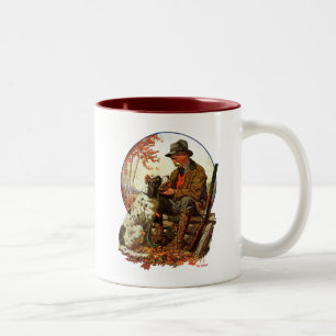 Jäger und Spaniel Zweifarbige Tasse