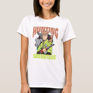 Jäger und Tierarten und Gewehre, die von Hirschen  T-Shirt