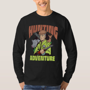 Jäger und Tierarten und Gewehre, die von Hirschen T-Shirt