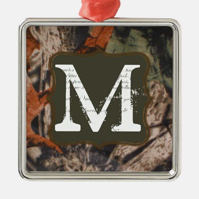 Jäger von Camouflagen Cam Monogram, Initial Orname Silbernes Ornament (Vorne)