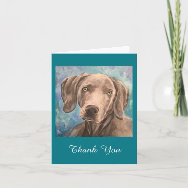 "Jäger" - Weimaraner Notecard Dankeskarte (Vorderseite)