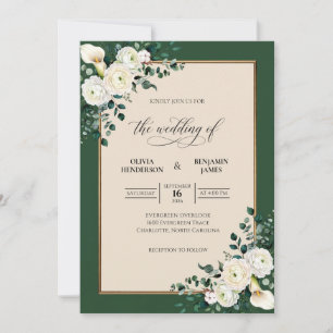 Jäger Weiße Blätter Eukalyptus Hochzeit Einladung