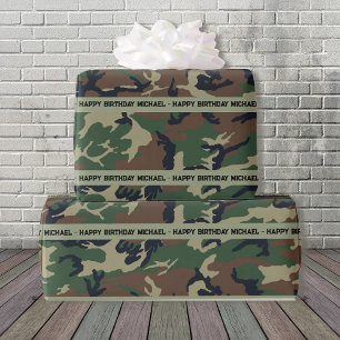 Jäger Woods Camouflage Geburtstag hinzufügen Geschenkpapier