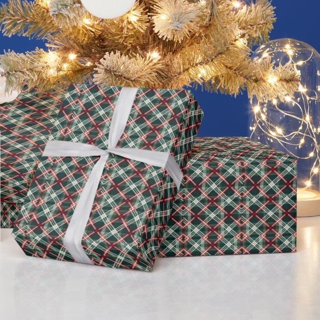 Jägergrün-rote Karo-Weihnachtspapier Geschenkpapier (Feiertage)