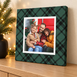 Jägergrün Tartan Karo Weihnachtsfoto Leinwanddruck