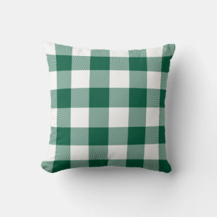 Jägergrün und weiß kariert Gingham-Karo Kissen