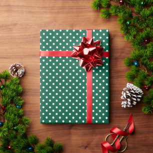 Jägergrün und weiße Tupfen Geschenkpapier