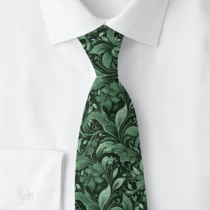 Jägergrüne botanische Batik-Krawatte Krawatte