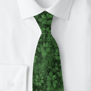 Jägergrüne Floral Krawatte