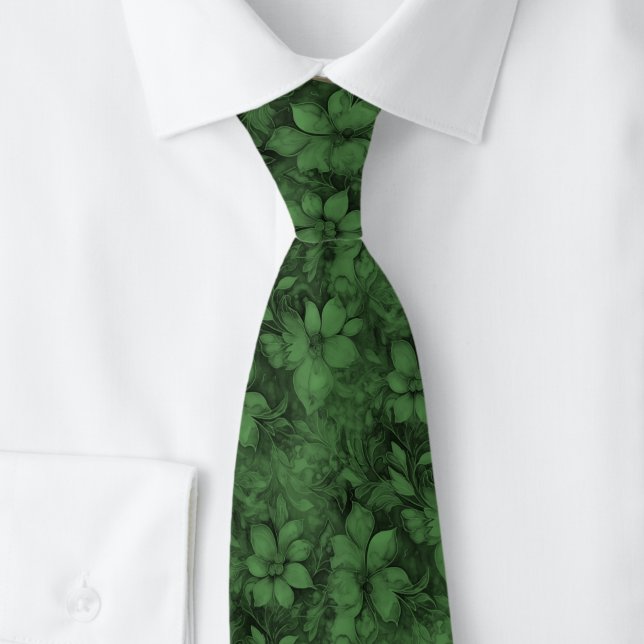 Jägergrüne Floral Krawatte (Von Creator hochgeladen)