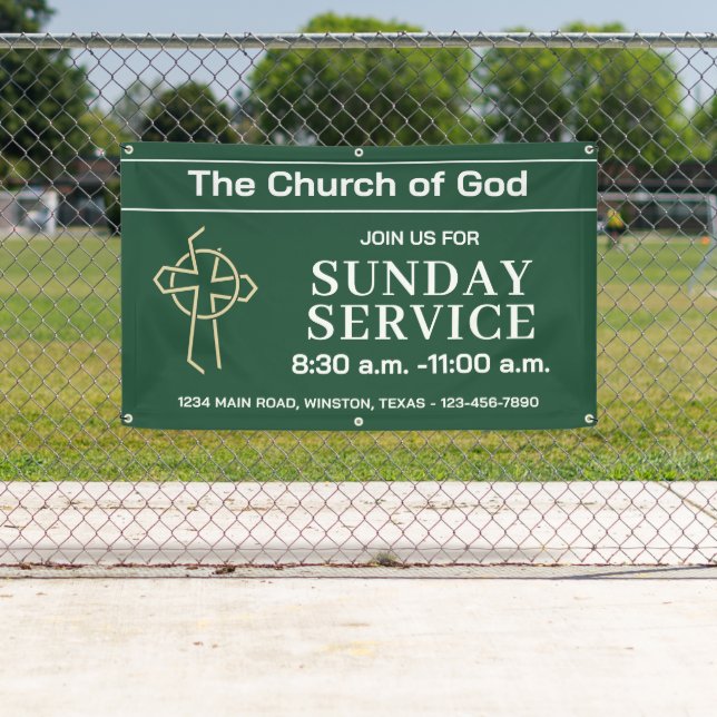 Jägergrüne Kirchen-Service-Banner mit Ihrem Logo Banner (Insitu)