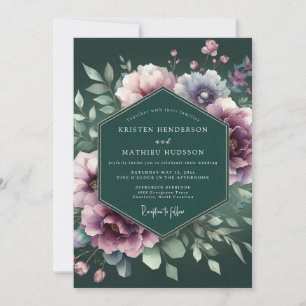 Jägergrüne Mystische Posy-Hochzeit Einladung