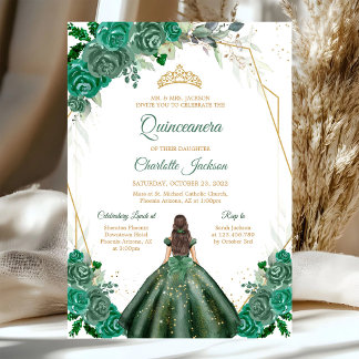 Jägergrüne Quinceanera-Einladung Einladung