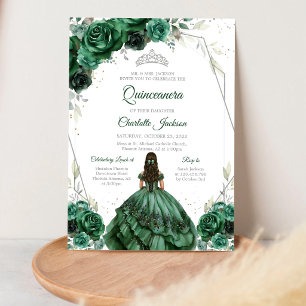 Jägergrüne Quinceanera-Geburtstagseinladung Einladung