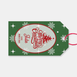 Jägergrüne Schneeflocken Weihnachten Geschenkanhänger
