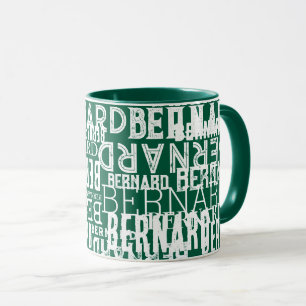 Jägergrüne Tasse mit wiederholten Namen überall