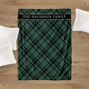 Jägergrünes Tartan-Karo-Familienname Fleecedecke