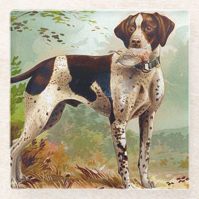 Jägerhund mit Vogel im Mund Glasuntersetzer (Vorderseite)