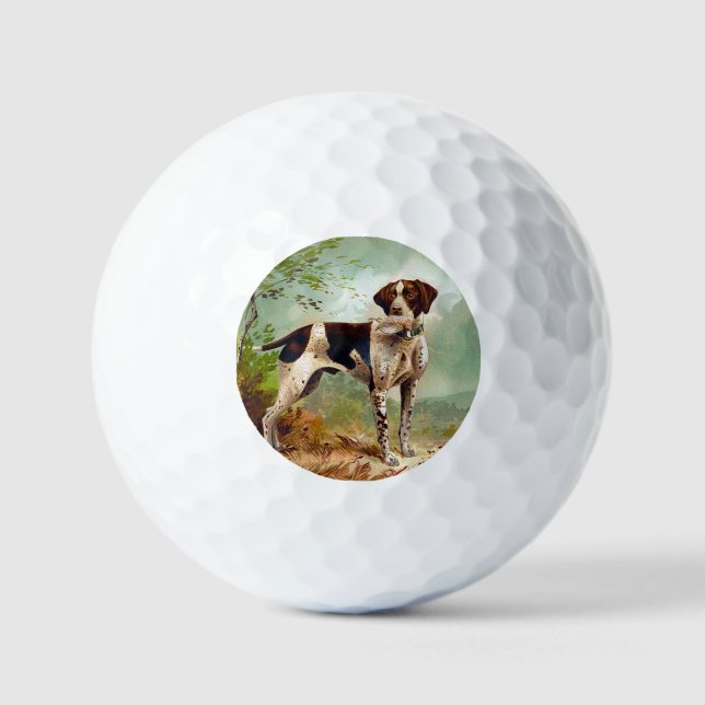 Jägerhund mit Vogel im Mund Golfball (Vorderseite)