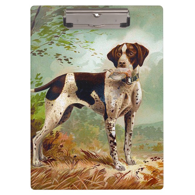 Jägerhund mit Vogel im Mund Klemmbrett (Vorderseite)