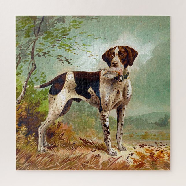 Jägerhund mit Vogel im Mund Puzzle (Vertikal)