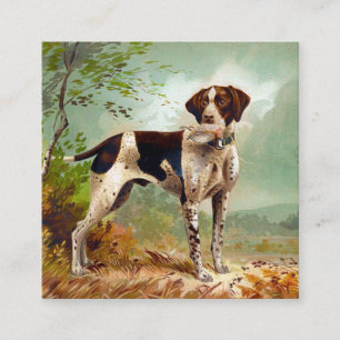 Jägerhund mit Vogel im Mund Quadratische Visitenkarte