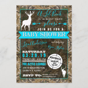 Jägerin Camouflage Baby Shower Buck Einladung