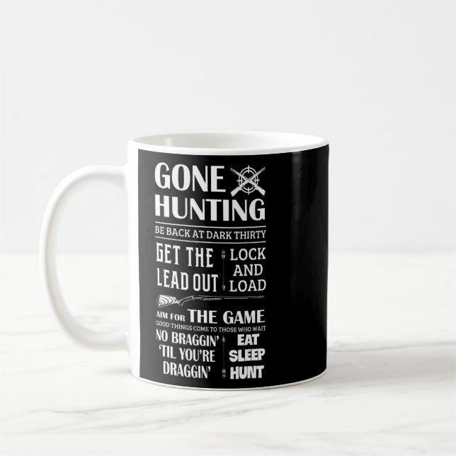 Jägerjagd isst Schlaf-Jagd auf Hirsche Jäger Quote Kaffeetasse (Links)