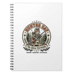 Jägerkatze Jagd Outdoor-Katze Vintage-Vector Notizblock