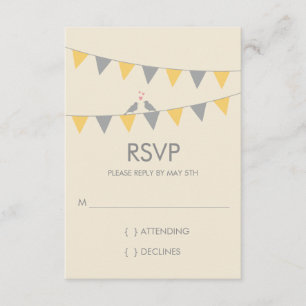 Jägerliebvögel Hochzeit RSVP - Graugelb Karte