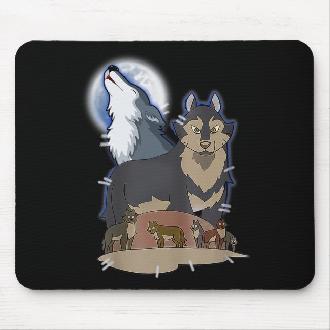 JägerWolf am Mondgrauen Wolf Jagd Wolf Anima Mousepad (Vorne)