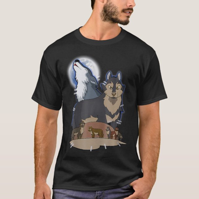 JägerWolf am Mondgrauen Wolf Jagd Wolf Anima T-Shirt (Vorderseite)
