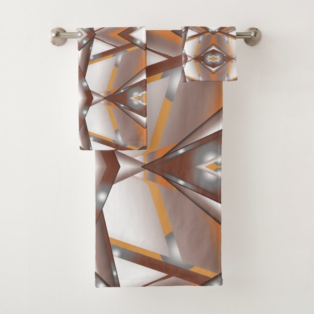 Jagged Edge Concentric Earth Tone Ombre Art Badhandtuch Set (Insitu)