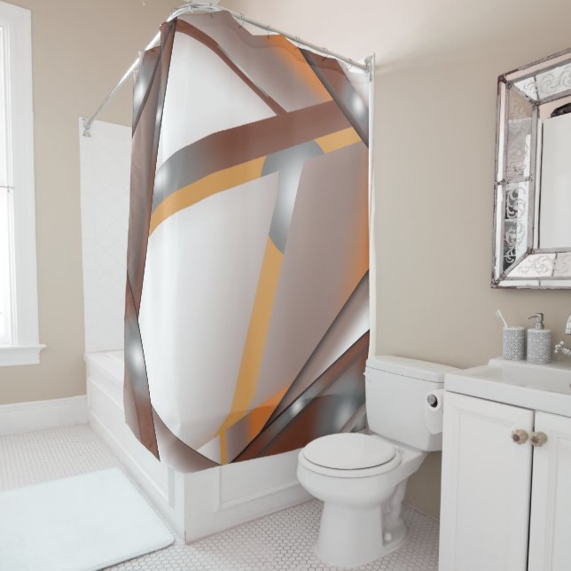Jagged Edge Concentric Earth Tone Ombre Art Duschvorhang (Beispiel)