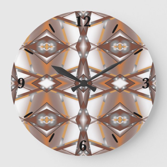 Jagged Edge Concentric Earth Tone Ombre Art Große Wanduhr (Vorderseite)