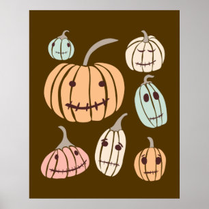 Jagged Little Jack-O-Lanterns Pastel Pumpkins Poster