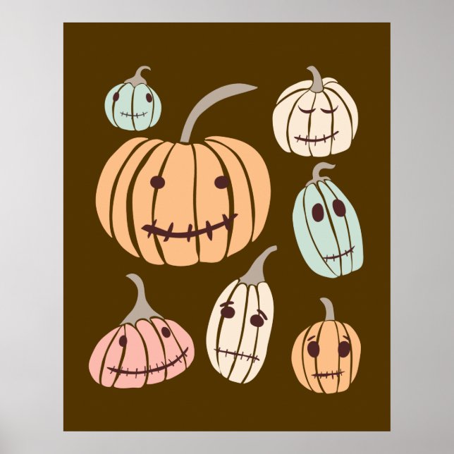 Jagged Little Jack-O-Lanterns Pastel Pumpkins Poster (Vorne)