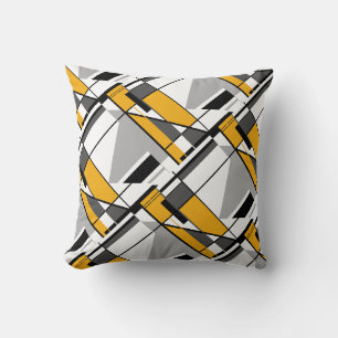 Jagged Mobile-like Gold Gray Black Slanted Mosaiks Kissen