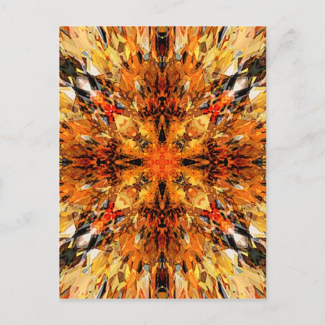Jagged Orange Mandala Postkarte (Vorderseite)