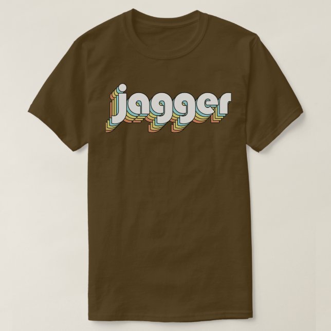 Jagger Retro Rainbow Typografie Faded Style T-Shirt (Design vorne)