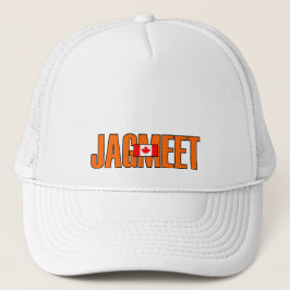 Jagmeet Orange Bold Text Kanadische Flaggenfarbe Truckerkappe
