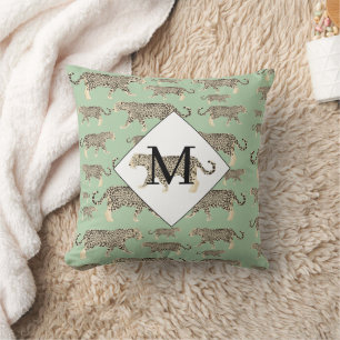 Jaguar Animal Pattern Initial Monogram Kissen