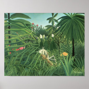 Jaguar attackierte ein Pferd, 1910 Poster