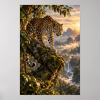 Jaguar auf moosbewachsenem Baum im tropischen Dsch