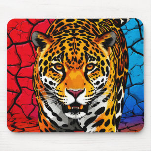 Jaguar auf rissigem Erdboden Hintergrund Mousepad