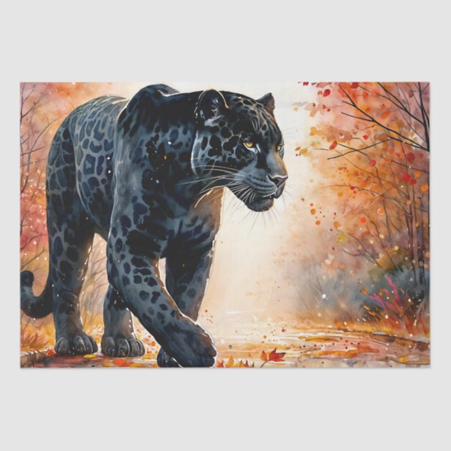 Jaguar Autumn Watercolor Seidenpapier (Vorderseite)