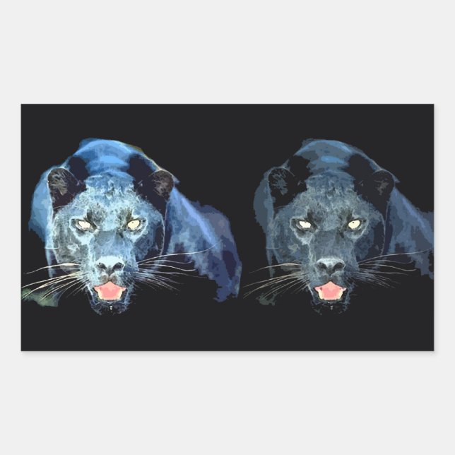 Jaguar - Black Panther Rectangle Stickers (Vorderseite)