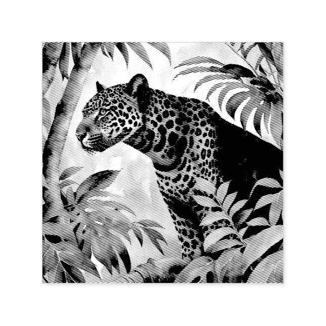 Jaguar Botanischer Wald-Dschungel Permastempel (Design)