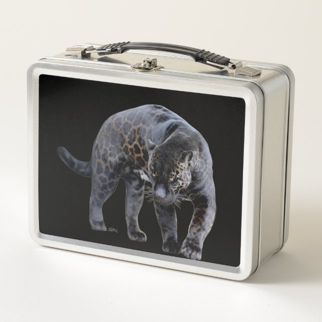 Jaguar Diablo, schwarz, rostfrei Metall Brotdose (Vorderseite)