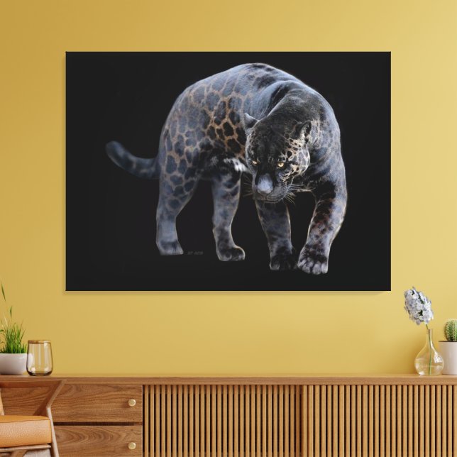 Jaguar Diablo, schwarze Leinwand (Insitu (Wohnzimmer))